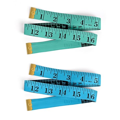 2Pcs 60-Inch Length and 2CM Width Soft Tape Measure, Fabric Sewing Measurement, Tailors Double Flexible Rulers, Body Measuring Tape, Body Shaping, Managing Weight Measurement (Blue and Green) - color: A9-Blue/Green
