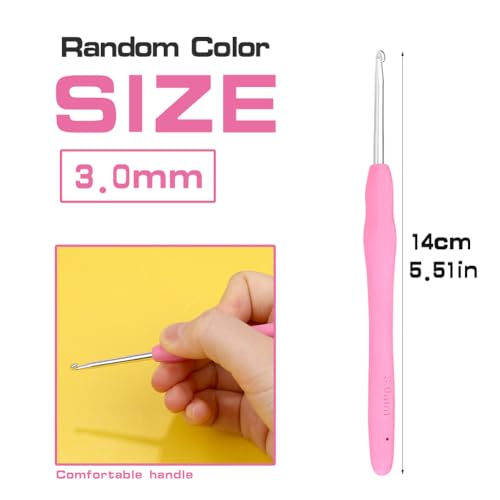 QMNNMA 3 mm Crochet Hook, Ergonomic Crochet Hooks for Arthritic Hands | Crochet Needles for Yarn, Knitting Needles for Beginners, Left-handed People Crocheting Yarn, Good for Making Blankets - size: 3mm