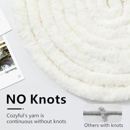Cozyful Chunky Yarn for Hand Knitting - #10 Chunky Chenille Yarn, Jumbo Big Thick Chunky Yarns for Crocheting, Super Bulky Chunky Knit Blanket Yarns, 8 Skein (22yd, 8oz/Skein), Cream & Pink - color: Cream & Pink