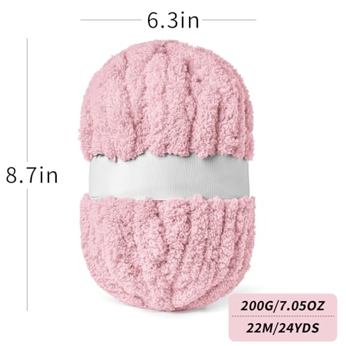 10 Pack Pink Fuzzy Chunky Yarn for Hand Knitting, Bulky Thick Fluffy Chenille Yarn for Crocheting, 240yds/70.5oz Jumbo Crochet Yarns, Soft Chunky Knit Blanket Yarn for Crochet - color: 10 Pink