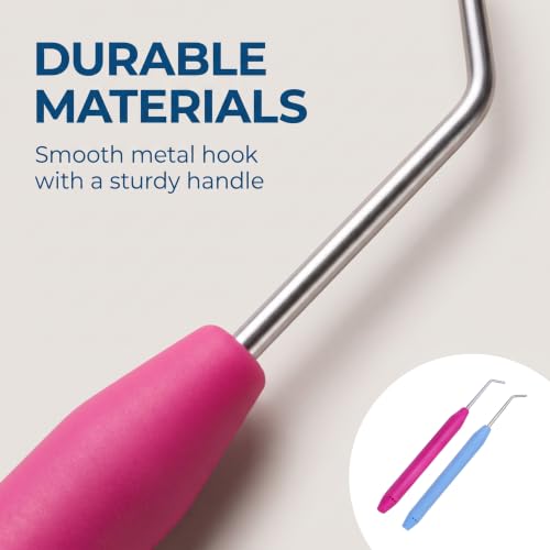 2 Pcs Knitting Loom Hook Crochet Hook for Knifty Loom Hook Tool with Handle Knitting Sewing Tools Durable and Fashion Knitting Looms and Boards (Pink and Blue)