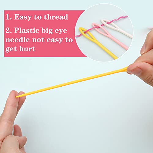 Lunarm Plastic Needles 50pcs Yarn Needles Plastic Large Eye 5.91inch/15cm | Embroidery Sewing Needles Easy Thread, Fine Motor Skills, Yarn Craft DIY Sewing, Handmade Weaving Crocheting Knitting - size: 5.91 inches