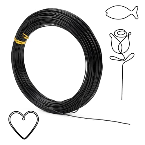 18 Gauge Craft Wire Bendable, 99 Feet 1mm Black Wire Aluminum for Jewelry Bendable Craft for Jewelry Making Wreath, DIY Crafts