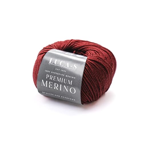 Premium Merino Yarn 4Ply Wool, Superwash Baby Merino - 100% Pure Extra Fine Merino Knitting Crochet Wools 50g Ball - color: Burgunder (13), size: 5 Units