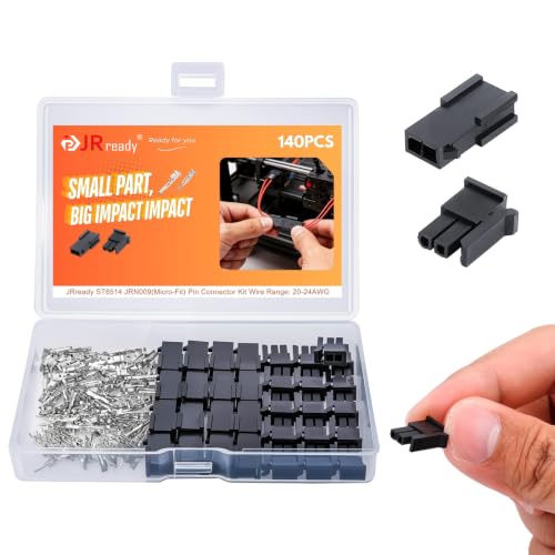 JRready Micro-Fit 3.0 2Pin Connector Kit MX 3.0 Dual Row 2 Circuits Receptacle Housing Plug 43020-0201/43025-0200 Molex Micro Wire Connector 3.0MM Pitch 20-24AWG Pins Sockets 20Sets ST6514 - color: 2 Pin