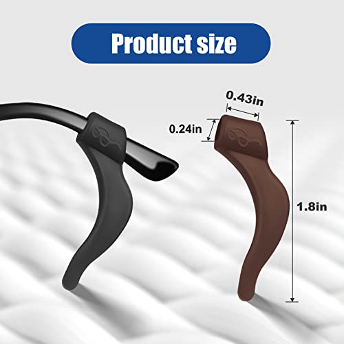 SMARTTOP Eyeglass Ear Grip -Soft Comfortable Anti-slip Holder, Silicone Ear Hook, Eye glass Temple Tips Sleeve Retainer for Sports Glasses, Sunglasses Presbyopia Reading Glasses - color: Black+white+brown