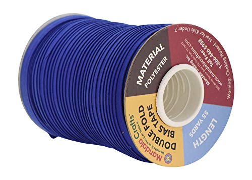 Mandala Crafts 55 Yds 1/2 Inch Blue Double Fold Bias Tape for Sewing | Machine Washable Binding Tape for Quilting, Hemming, Seams, Fabric Piping, All Fabrics & Denim, Indoor & Outdoor - color: Blue, size: 1/2 Inch 55 Yards