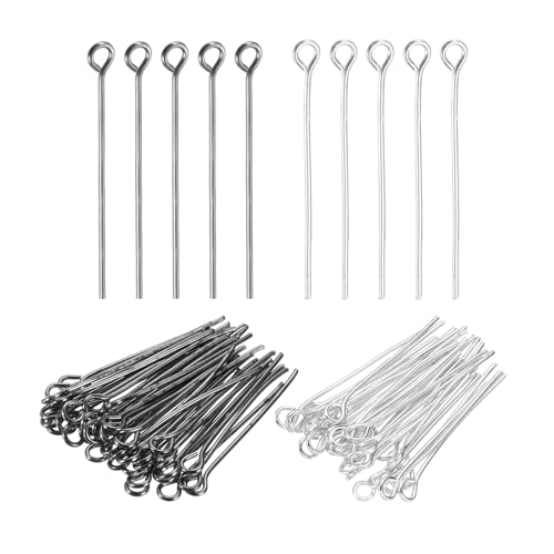 PATIKIL 1.2 Inch Eye Pins, Jewelry Making Headpins Straight Pins Findings Bendable for DIY Craft Bracelet Necklace Earring Pendant Making Supplies-400Pcs(Silver Dark Gray) - color: Silver Dark Gray, size: 1.2 Inch