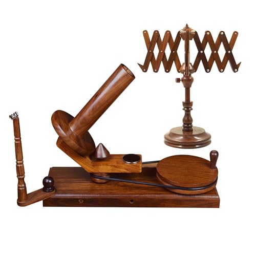 Rosewood Yarn Winder & Swift – Large Handcrafted Wooden Yarn Winder for Crocheting, Knitting, Weaving – Heavy-Duty Natural Wood Ball Winder – Smooth, Tangle-Free, Durable Winder Tool - color: ROSEWOOD COMBO