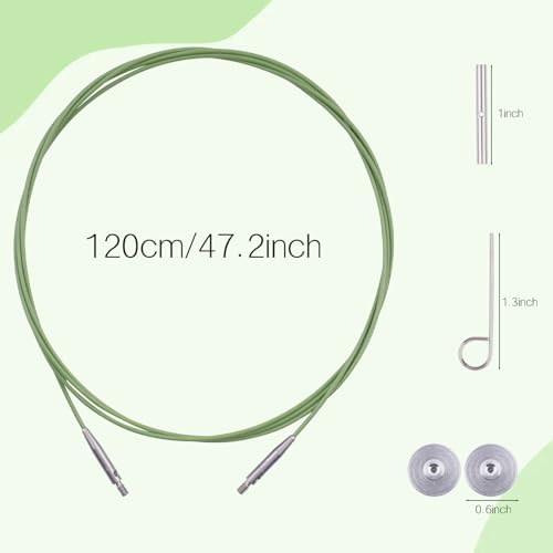 BsHooker Interchangeable Cables for Circular Knitting Needles 47.2 Inch | 360°Swivel Flexible Knitting Needles Cable - size: 47inch