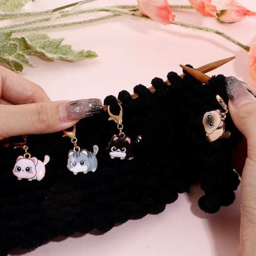 DoreenBeads Stitch Markers for Crocheting and Knitting | Alloy Enamel Crochet Marker Crochet Gifts for Knitting Weaving Sewing Accessories Quilting Jewelry Making - color: Walking Cats
