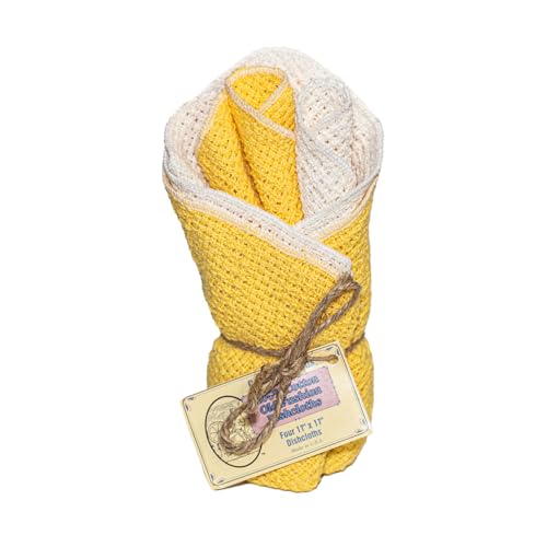 Dishcloth Variations (Goldenrod) Old Fashion 100% Cotton Dishcloths - Set of 4 Mixed Colors - 2 Goldenrod/2 Natural -11" x 11" - color: Goldenrod