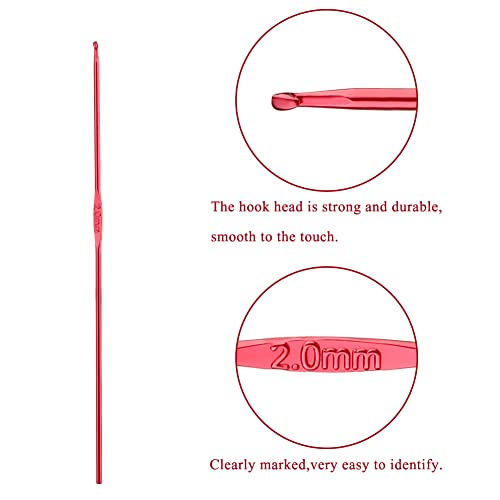 Iuuidu 2mm Aluminum Crochet Hook, Smooth Crochet Needles | Ergonomic Handle Knitting Needles for Yarn Craft, Great Handmade DIY Present for Friends, Random Color - color: Aluminum Crochet Hook, size: 2.0mm
