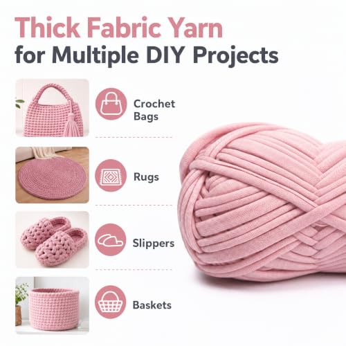 T-Shirt Yarn for Crochet Bags, Rugs & Slippers – 100g Thick Fabric Tube Yarn for DIY Handbags, Baskets, Home Crafts (02 Coffee Brown) - color: 02 Coffee Brown