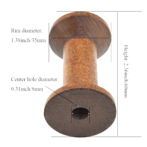 HAHIYO 2.36Inch/6cm 4PCs Light Brown Color Wood Spool - Natural Unfinished Wooden Thread Spools for Textile Wire Weaving Ribbon Crafts DIY Art Education Smooth Rotatable Bobbins - color: Light Brown, size: 2.36Inch-4P