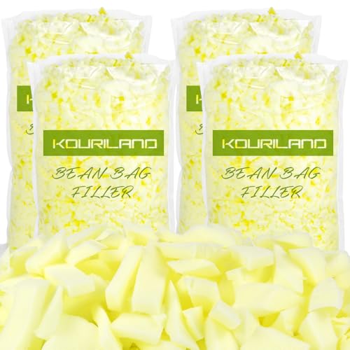 20LBS Bean Bag Filler, Shredded Memory Foam Beanbag Filling Pillow Stuffing | Bean Bag Refill for Couch Cushion Stuffed Animals Dog Bed Chair Arts Crafts - color: Yellow, size: 20 LBS