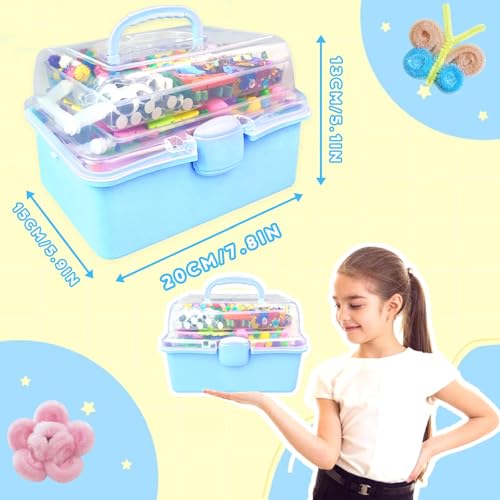 ZEIZHUBN Arts and Crafts Supplies for Kids Crafts Kit with Pipe Cleaners DIY Crafts for Kids Art School Supplies Materials All in Crafting Box Craft Supply Set Gifts for Kid Girls Boys Age 4-8, 8-12 - color: Blue