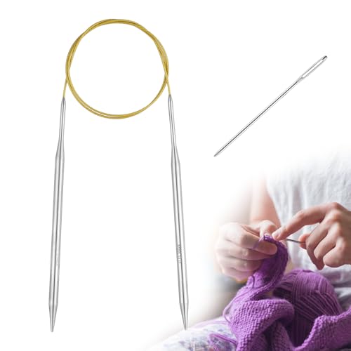 Circular Knitting Needles Stainless Steel Long Needles for Adults Beginners, Flexible Cord for Sweaters Blankets Socks,Lightweight Smooth Tips Magic Loop Knitting Needles (40inch, US10/6mm) - color: 40inch, size: US10/6mm