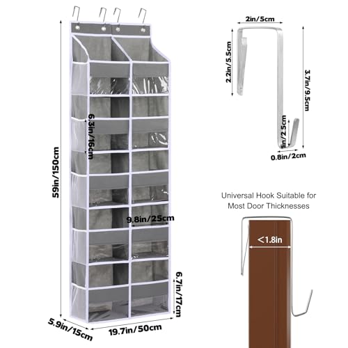Over Door Yarn Storage Organizer Oxford Cloth Hanging Yarn Storage Organizer with 10 Deep Clear Pockets & 10 Mesh Side Pockets Extra Large Behind Door Storage for Crochet Accessories Knitting Supplies