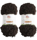 Himalaya Kuzucuk 2 Pack of Super Bulky Faux Fur Yarn 100% Polyester for Baby Blanket Chunky Thick Super Soft Plush Yarn for Crochet, Fluffy Yarn for Knitting (7.05 oz, 87 yds Each Skein) col.85621 - color: Dark Chocolate