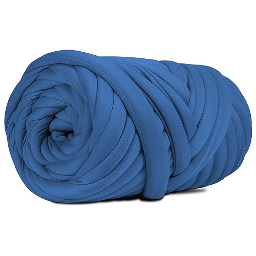 DIY Soft Polyester Bulky Yarn, Blue, 2.2 LBS, 41.5 Yards | Hand Knitting, Arm Knitting, For Blanket, Pillow, Handbag, Chunky Braided Knot Throw, Weave Craft Crochet - color: Blue (Polyester)