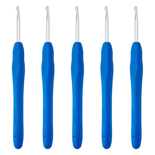 5 pcs Aluminum Crochet Hooks Knitting Needles Craft Yarn Pin 4mm Random Color Smooth Silicone Handle Crochet Hook for Beginners Handmade DIY Knitting Scarves Sweater Hat Clothing Accessories - color: Pin 4mm