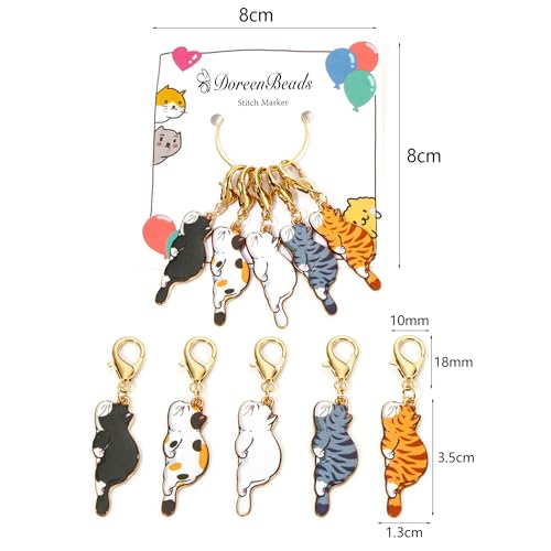 DoreenBeads Stitch Markers for Crocheting and Knitting | Alloy Enamel Crochet Marker Crochet Gifts for Knitting Weaving Sewing Accessories Quilting Jewelry Making - color: Lying Cats