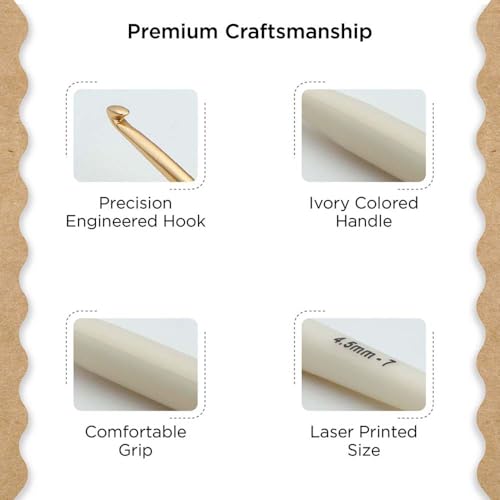 Knitter’s Pride Pearl Single-Ended Aluminum Crochet Hook - 4.50mm - size: 4.50 mm