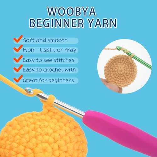 3 Pack Camel Brown Beginners Crochet Yarn for Crocheting and Knitting with Easy to See Stitches Cotton Nylon Blend Easy Yarn for Beginner Crochet Kit(3 * 50g)-Camel Brown - color: Camel Brown, size: 3 Pack