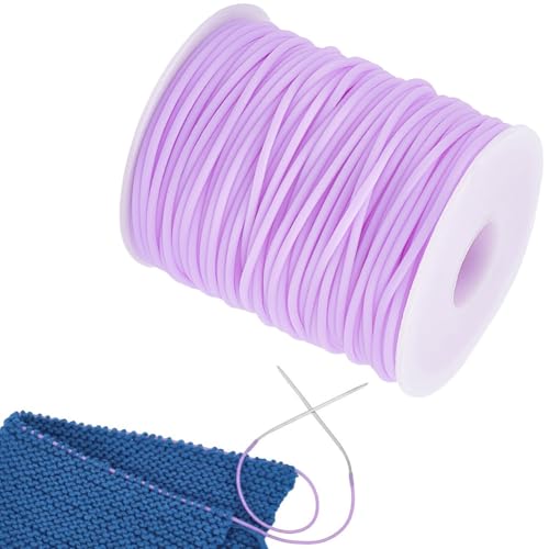 CRASPIRE 54.68 Yards 2mm Hollow Pipe Rubber Tube Cords Barber Cord for Knitting Purple Stitch Holder Tubing Keeper 1mm Hole Rubber Cord with Spool for Bracelet Jewelry Making DIY Crafts Bead Creation - color: Purple