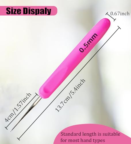 Weabetfu Dreadlocks Crochet Hooks with Ergonomic Handle,Dreadlock Needle Tool for Craft,Dreadlock Crochet Hook for Hair 0.5mm 1 Hook - size: 1 Hook 0.5mm