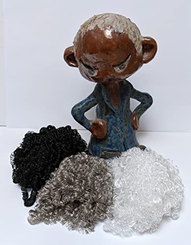 Linpeng Crafts, Curly, Doll Making Supplies, Clown Hair 2oz, Gray - color: Gray