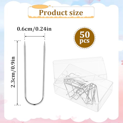 50 Pcs Stainless Steel Sewing Pins - Multipurpose U-Pins for Quilting, Jewelry Display & Double Blocking