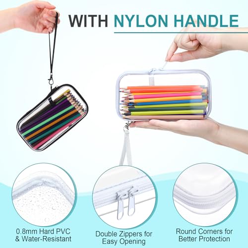 Sanwuta 4 Pcs Clear Hard Shell Zipper Case Plastic Case, Black and White - color: Black and White