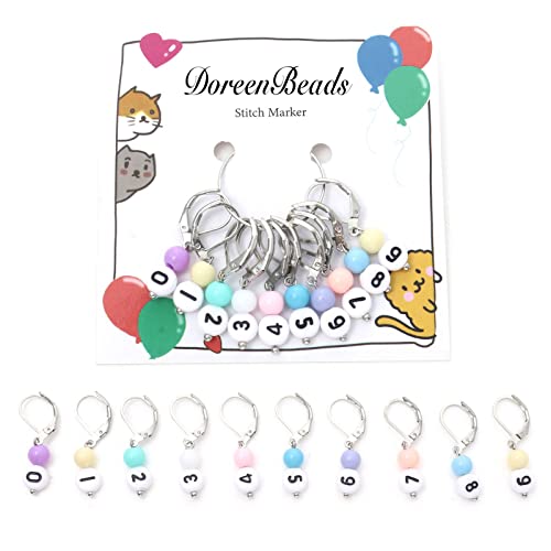 DoreenBeads Stitch Markers for Crocheting and Knitting | Alloy Enamel Crochet Marker Crochet Gifts for Knitting Weaving Sewing Accessories Quilting Jewelry Making - color: 0-9 Numbers Silver