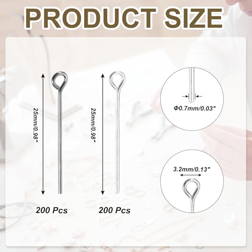 PATIKIL 1 Inch Eye Pins, Jewelry Making Headpins Straight Pins Findings Bendable for DIY Craft Bracelet Necklace Earring Pendant Making Supplies-400Pcs(Silver Dark Gray) - color: Silver Dark Gray, size: 1 Inch