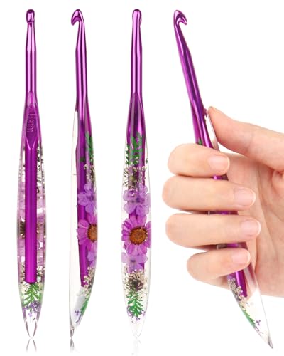 Coopay Crochet Hook, 6.5mm Ergonomic Crochet Hook with Floral Plastic Grips | Long Crochet Needles for Crocheting,Stylish and Unique, Ideal for Crocheting Blankets, Dolls, Shawls, Hats, Scarves (K-6.5mm) - size: K-6.5mm