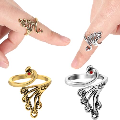 Namifin Crochet Ring for Fingure Adjustable Crochet Tension Ring Yarn Tension Rings Easy Crocheting Crochet Accessories Mother Grandma Thanksgiving Presents - color: Peacock Ring