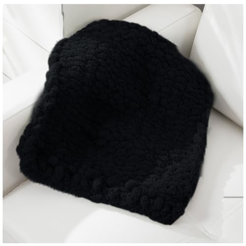 MABOZOO 8 Pack Super Bulky Chunky Chenille Yarn for Hand Knitting,Big Yarn for Chunky Blanket,Large Thick Arm Knitting Yarn,Fluffy Soft Plush Jumbo Yarn Crocheting,Black - color: Black