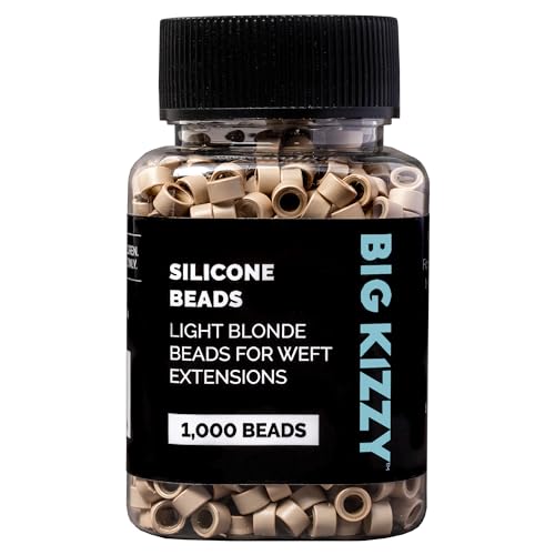 Big Kizzy Silicone Lined Microlink Beads 1000pcs 5.0mm (Light Blonde) | for Invisible Application of Weft Hair Extensions - color: Light Blonde, size: 1000 beads