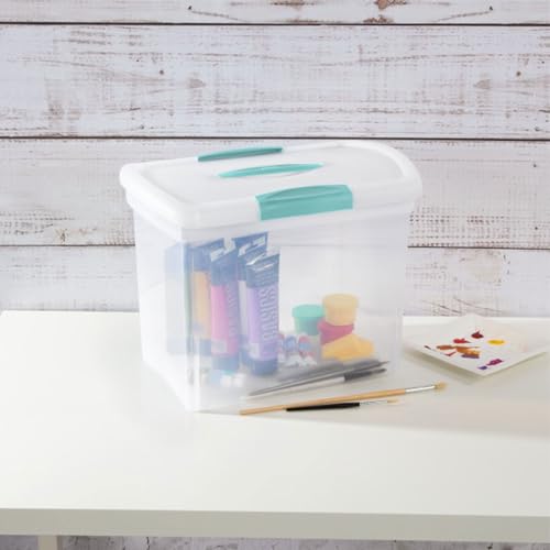 Sterilite Large Nesting ShowOffs™, Clear Bin w/Latch Lid & Handle, 6 Pack | Heavy-Duty and Stackable Utility Box Containers for Home, Office, Cabinet, Closet, Bedroom, and Basement Organization - size: Large, style: 6 Pack