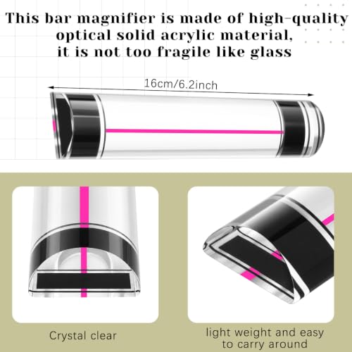 1 Pcs Magnifying Ruler with Guiding Line and Magnet, 6", Pink Line - color: Pink Line