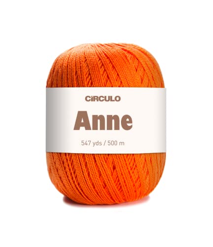CIRCULO Anne 100% Mercerized Brazilian Cotton Yarn, Fingering, 547 Yds | Color 4445 Tangerine, 500 m / 147 g, Smooth, Breathable, Soft, OEKO-TEX Certified, Machine Washable, Crochet, Knitting - color: Orange (4445 - Tangerine), style: Single