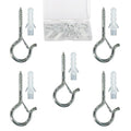 5-Pack Heavy Duty 2.08-Inch SilverScrew Hooks - Rustproof Metal with Safety Lock, 30LB Capacity（Includes Storage Case & Plastic Caps） (5, Silver) - color: Silver