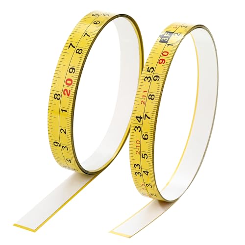 2Pcs Steel Self-Adhesive Measuring Tape, Imperial & Metric Tape Measure Sticker Ruler, Left to Right and Right to Left Stick on Tape Measure for Workbench, Woodworking, Saw & Drafting, 100cm/39Inch - size: 1m