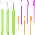 WILLBOND 9 Pieces Knitting Loom Hook Crochet Needle Hook with Convenient Handles and Large Eye Plastic Sewing Needles for Knitting Crafts(Green) - color: Green