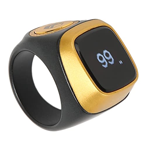 Digital Tally Counter Ring, 20mm, Black | Smart Counter with Vibration Reminder & Mini LCD Screen, Resettable, for Muslim Azan Alarm Clock