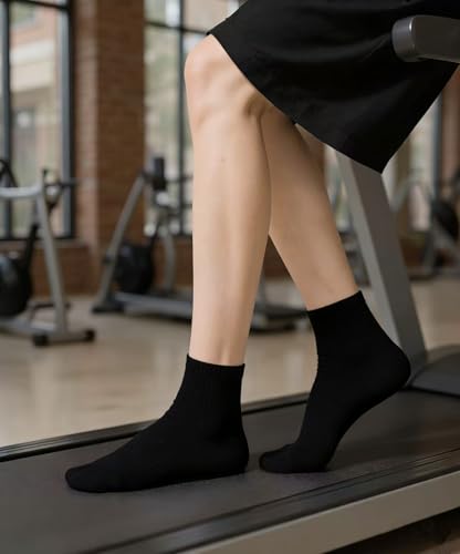 Aimery Women’s 6-Pack Ankle Socks - 100% Cotton Cushioned Crew Socks for Women - color: 6 Pairs of Black