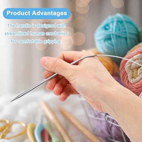 HARFINGTON Knitting Needles Size US 8(5mm) Circular Needle 16 Inch(40cm) Round Metal Stainless Steel for Handmade Projects DIY Knitting - size: Size-US-8-(5mm) x 40cm