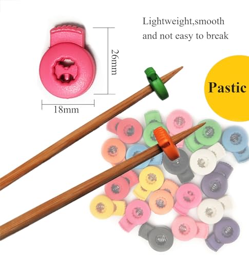 20Pcs Knitting Needle Stoppers, Needle Point Locks, Plastic Stitch Stoppers, Single Hole Spring Toggle Stopper Knitting Accessories - size: Sawtooth